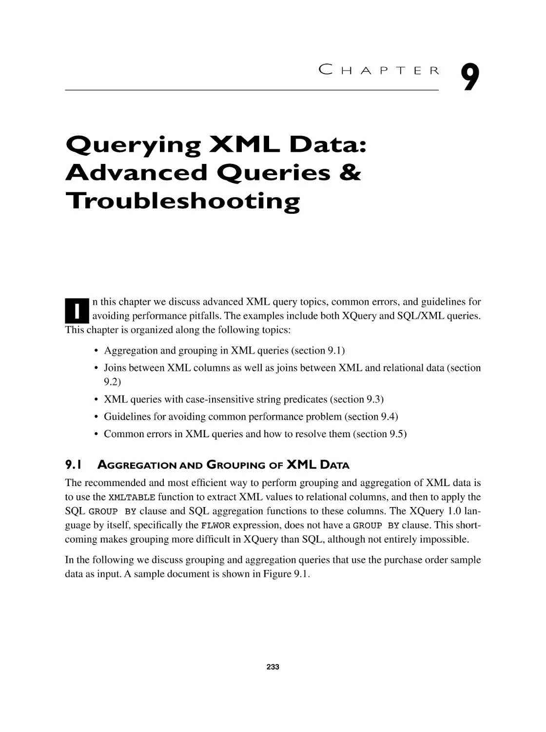 Chapter 9 Querying XML Data
9.1 Aggregation and Grouping of XML Data