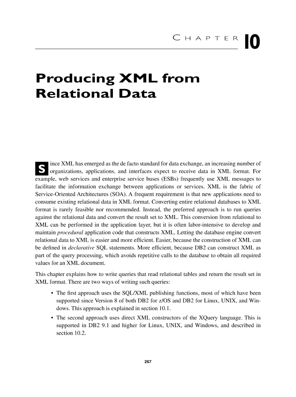 Chapter 10 Producing XML from Relational Data