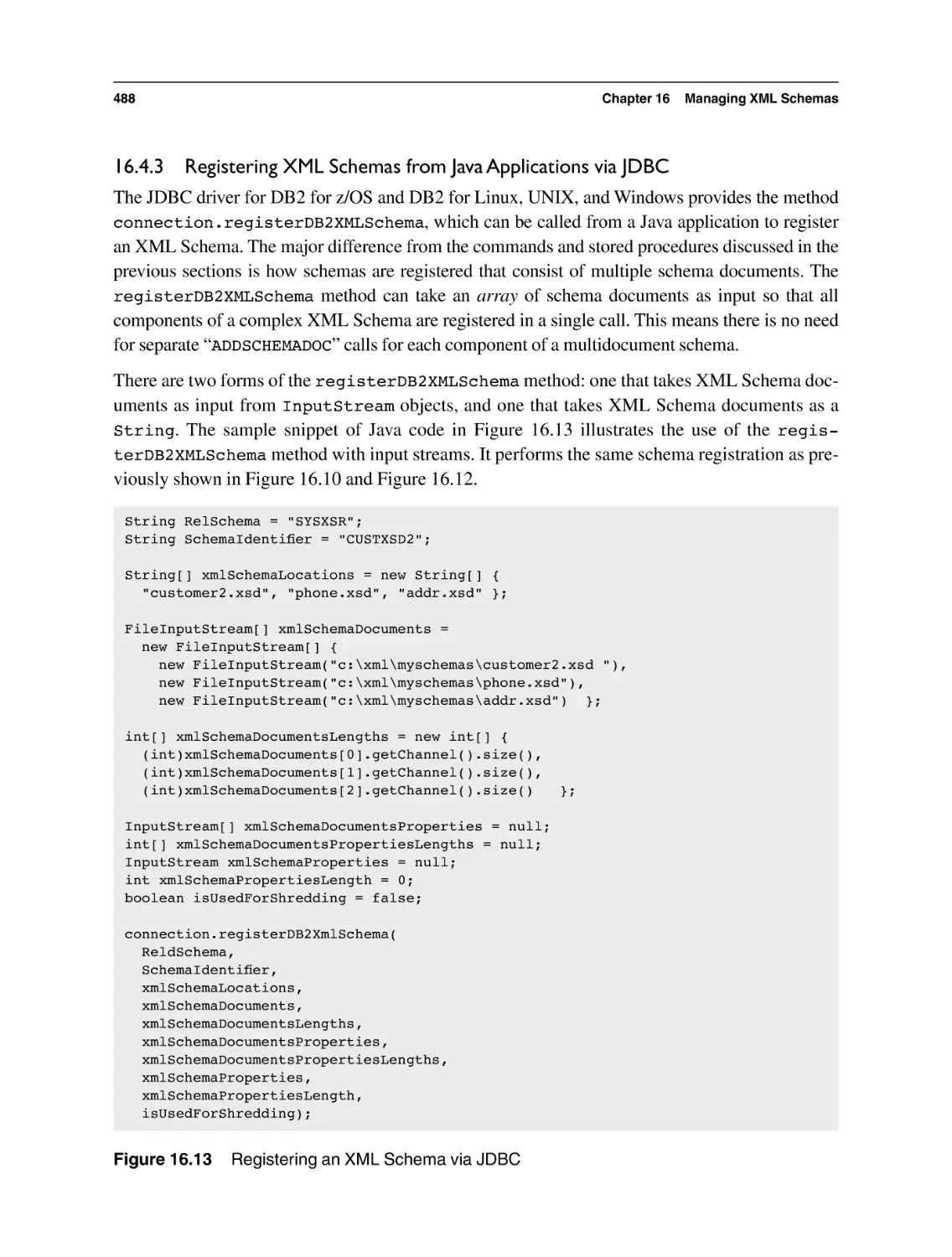 16.4.3 Registering XML Schemas from Java Applications via JDBC