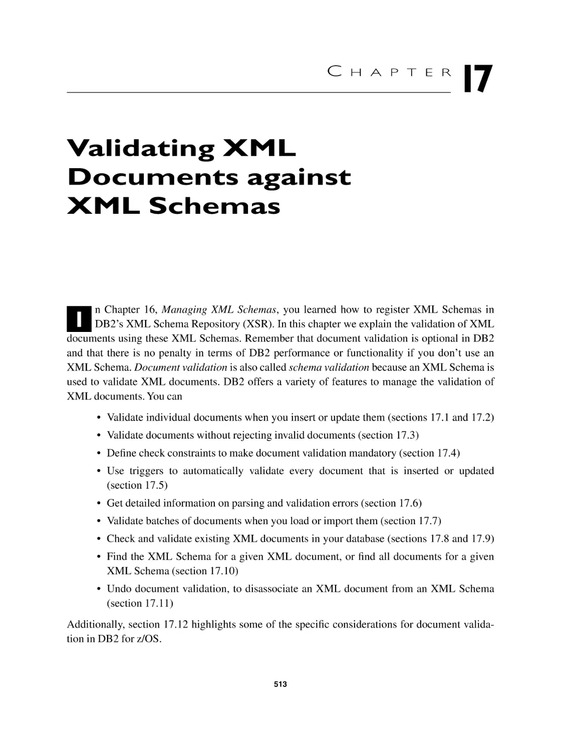 Chapter 17 Validating XML Documents against XML Schemas