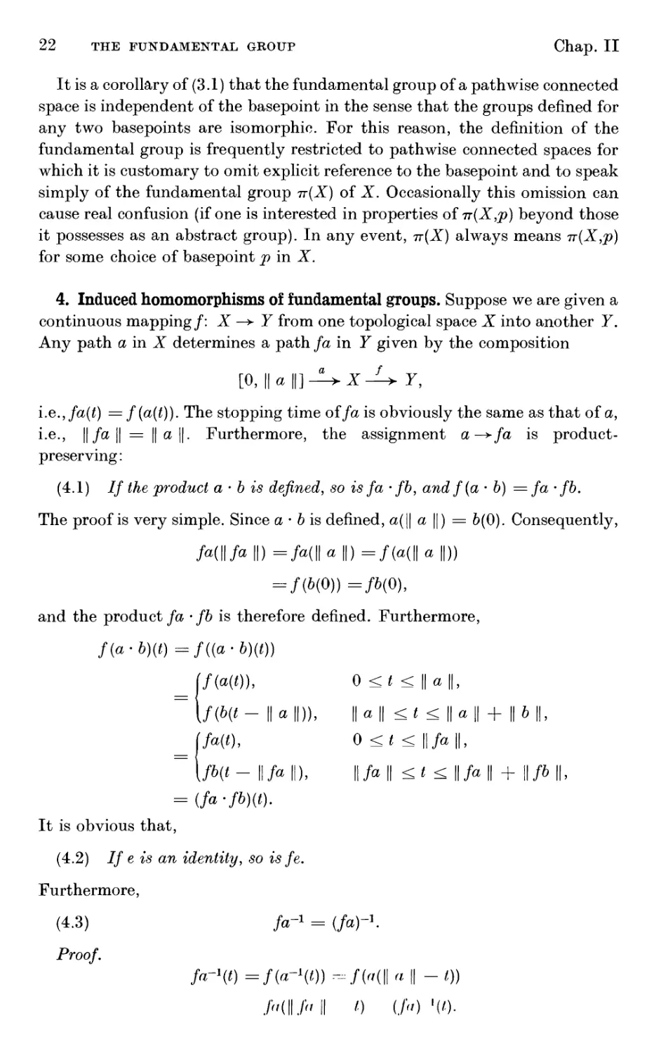 4. Induced homomorphisms of fundamental groups
