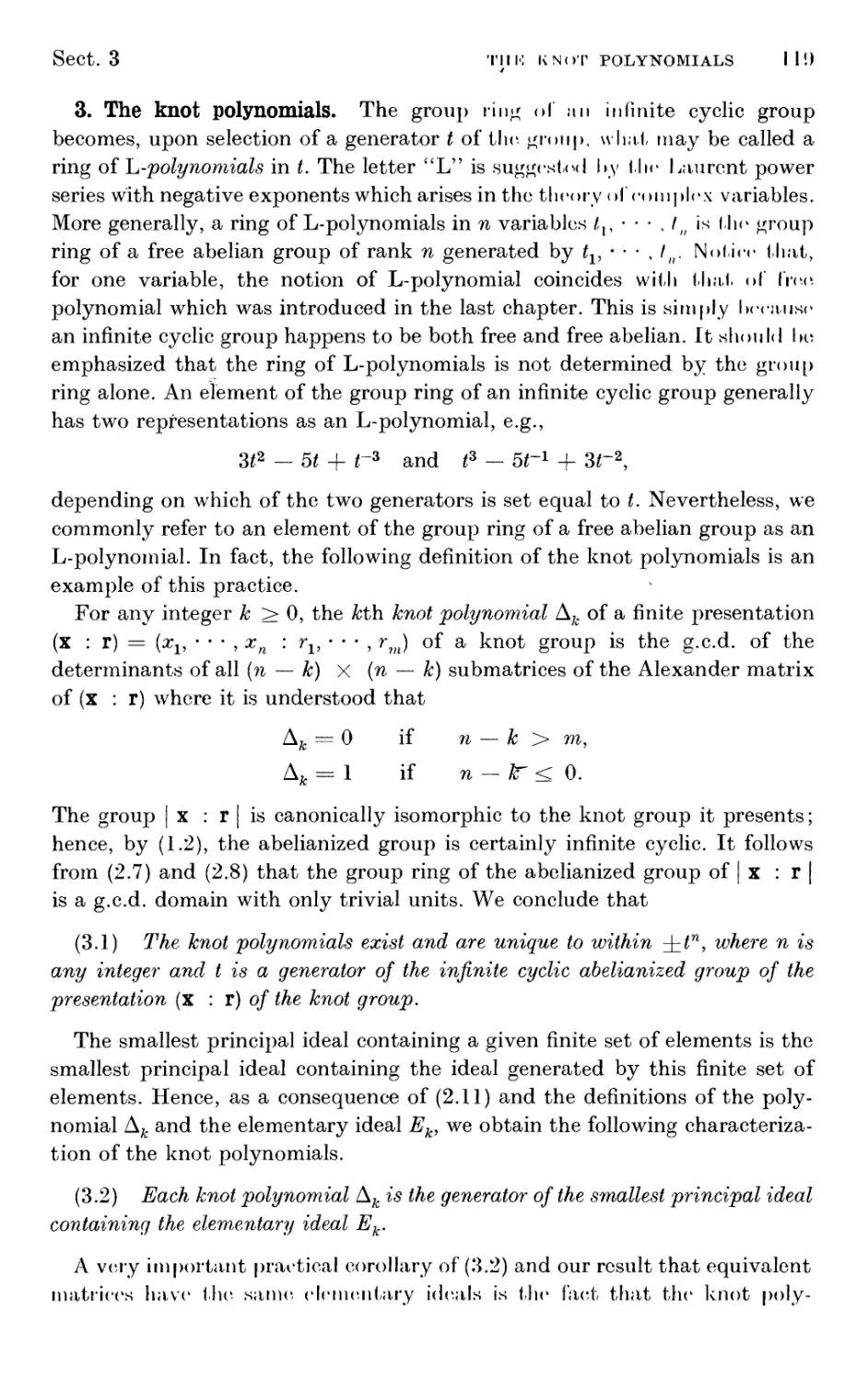 3. The knot polynomials