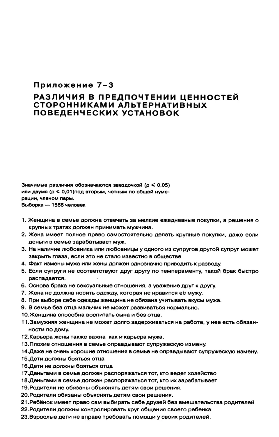 Приложение 7-2. Ценности сторонников различных поведенческих установок391 Приложение 7-3. Различия в предпочтении ценностей сторонниками альтернативных поведенческих установок