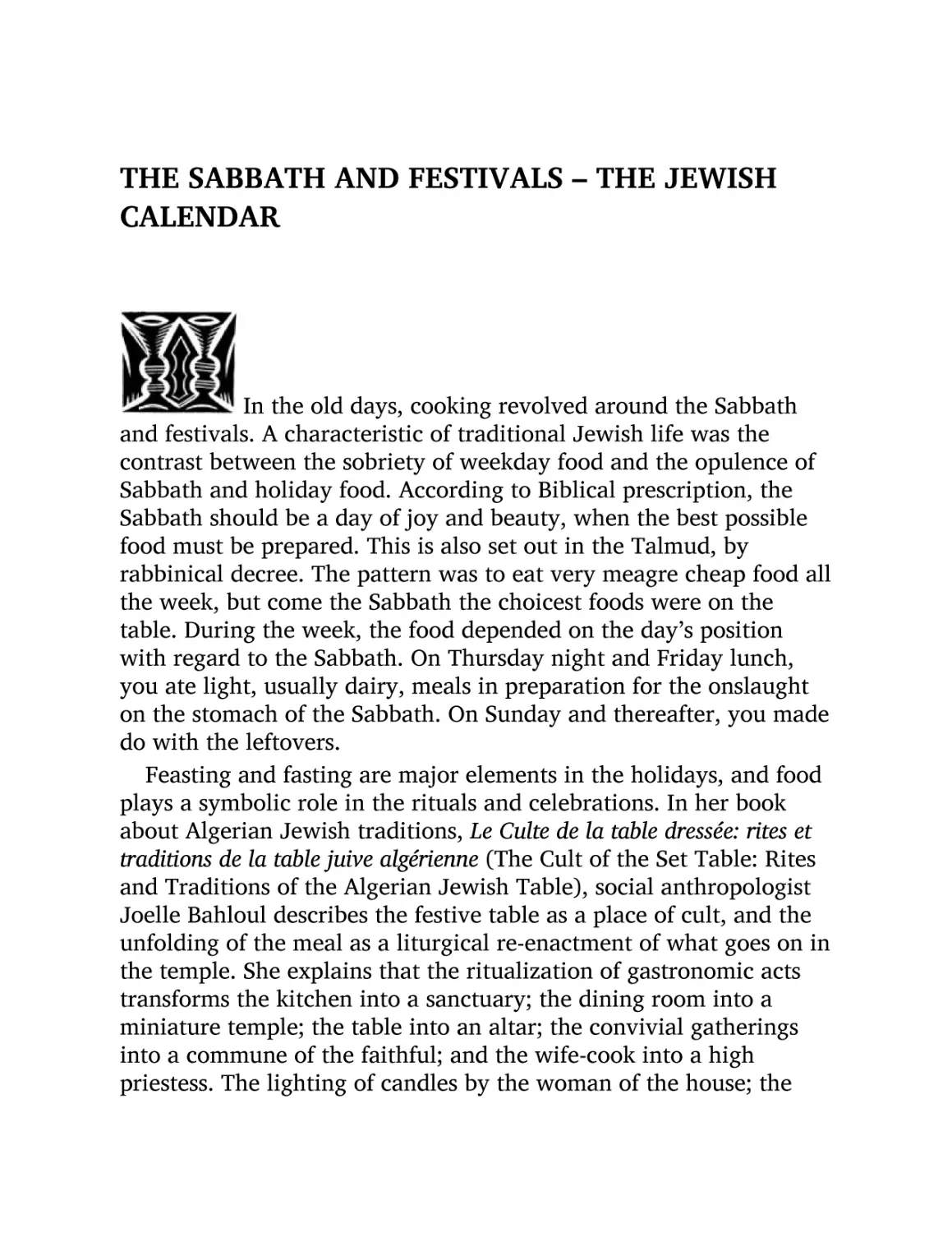 THE SABBATH AND FESTIVALS – THE JEWISH CALENDAR