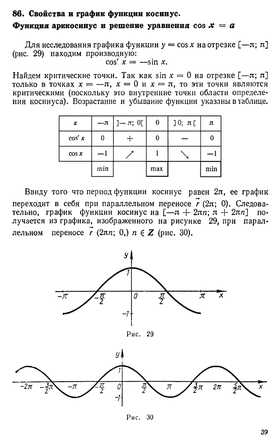 86. Свойства и график функции косинус. Функция арккосинус и решение уравнения cos х = а