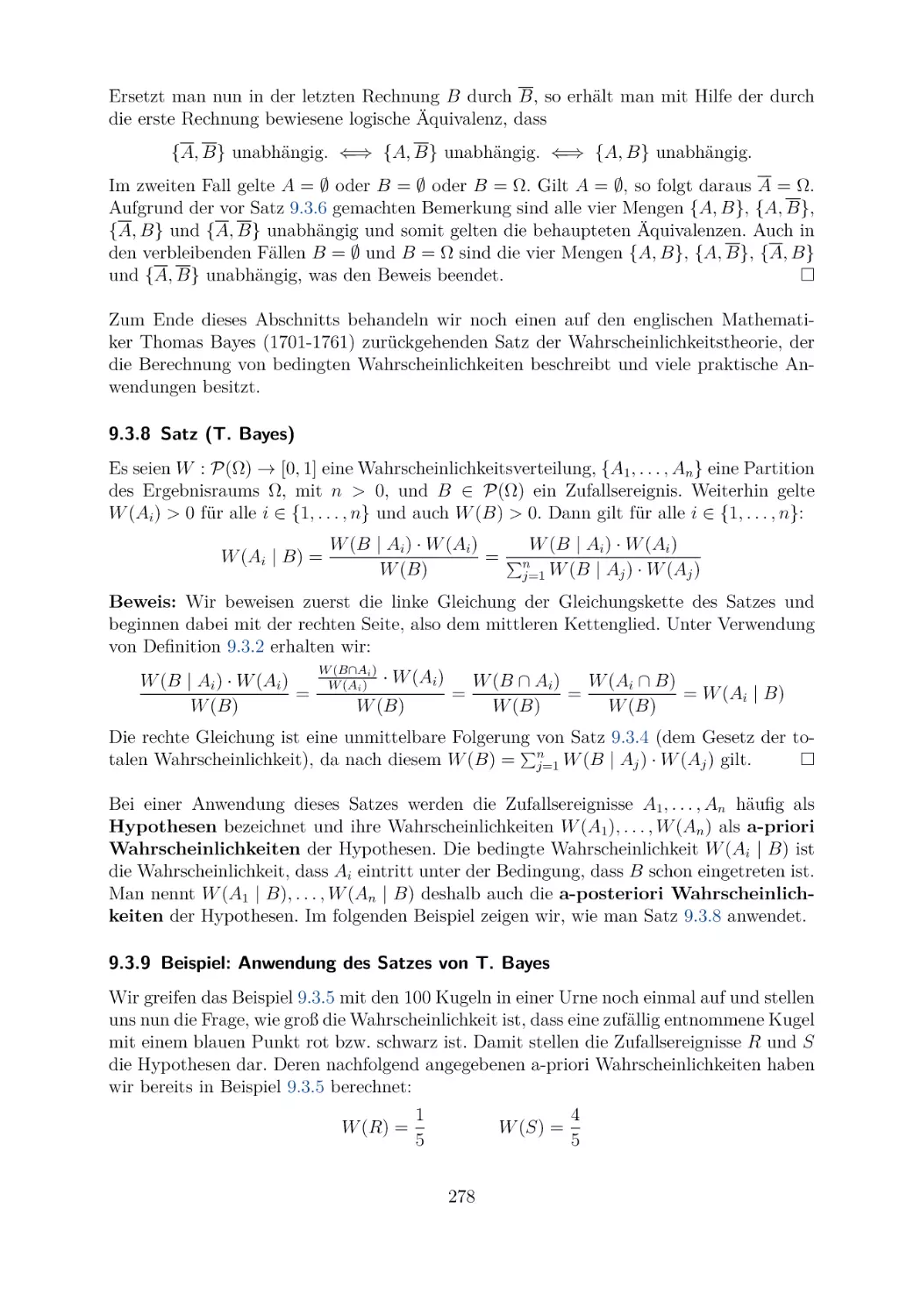 9.3.8 Satz (T. Bayes)
9.3.9 Beispiel