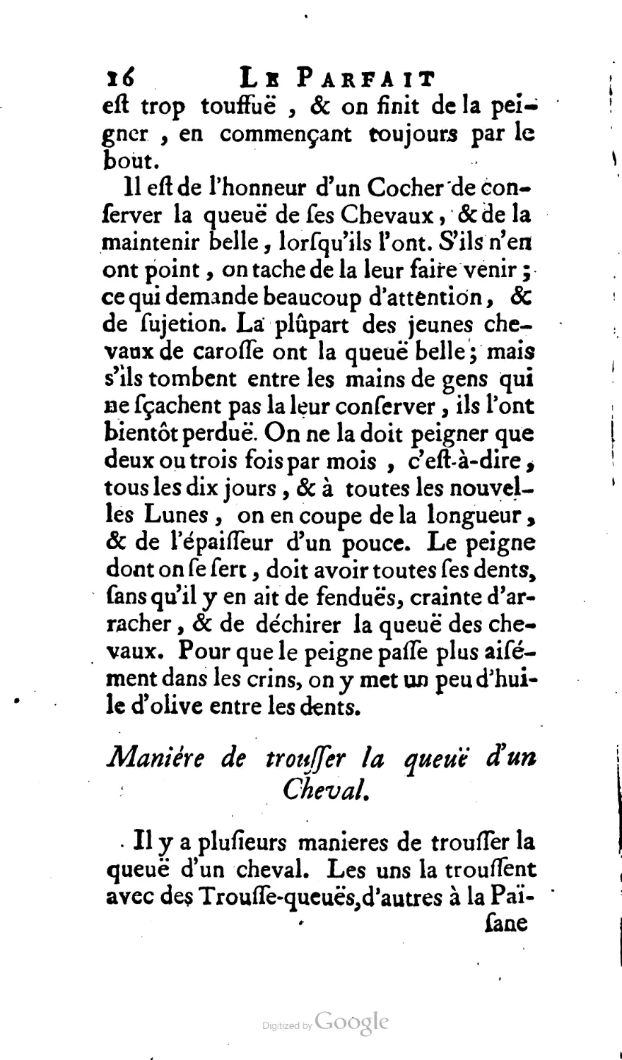 Maniére de trouffer la queuë d'un Cheval