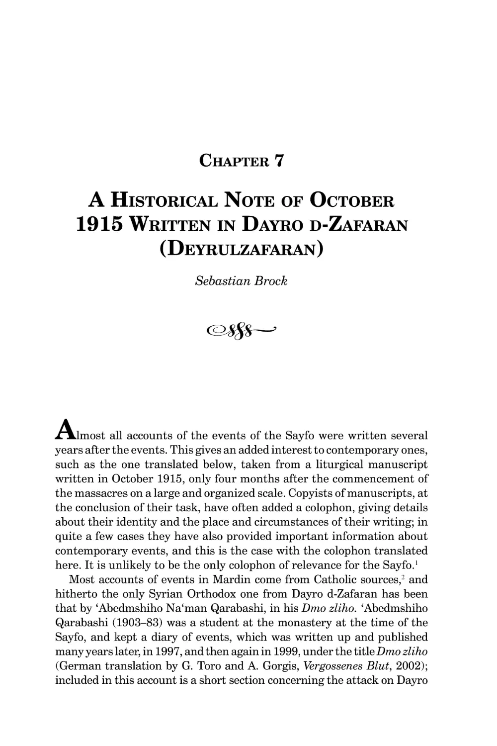 Chapter 7 A Historical Note of October 1915 Written in Dayro d-Zafaran (Deyrulzafaran)