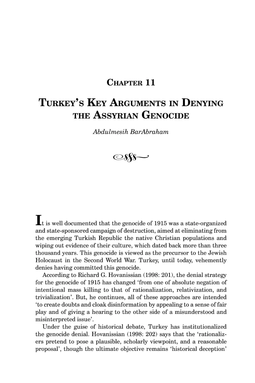 Chapter 11 Turkey’s Key Arguments in Denying the Assyrian Genocide