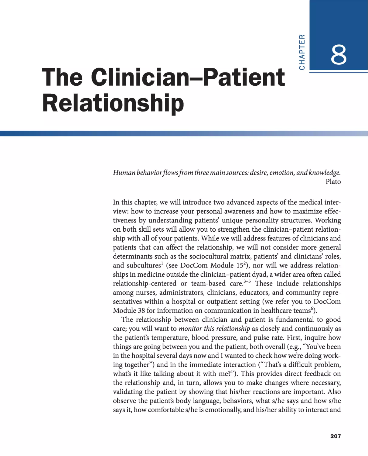 Chapter 8 The Clinician-Patient Relationship