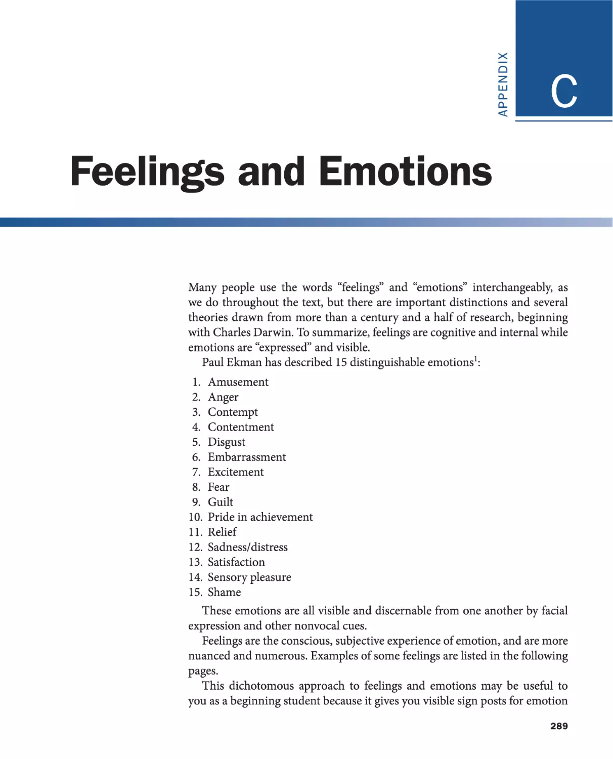 Appendix C Feelings and Emotions