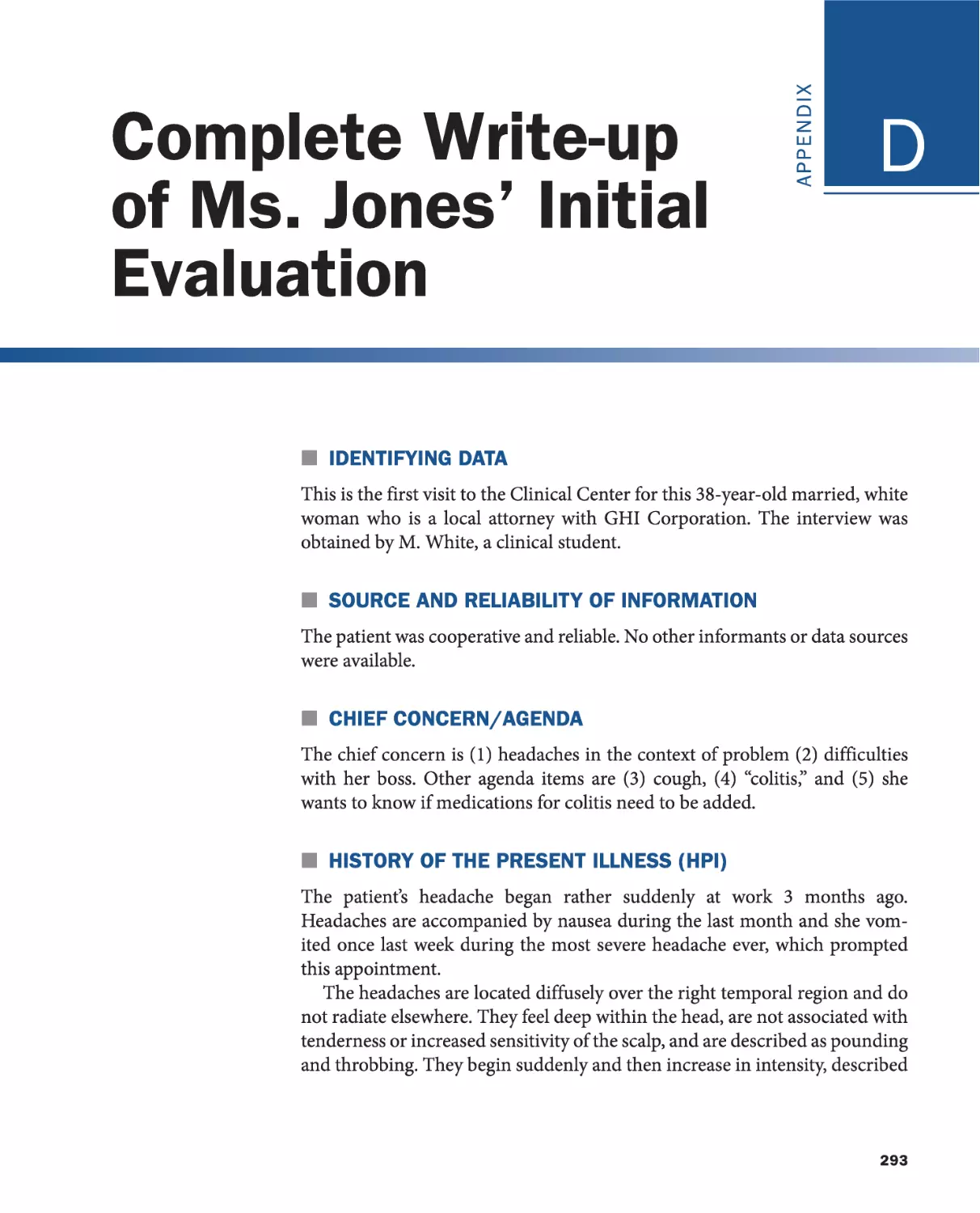 Appendix D Complete Write-up of Ms. Jones' Initial Evaluation