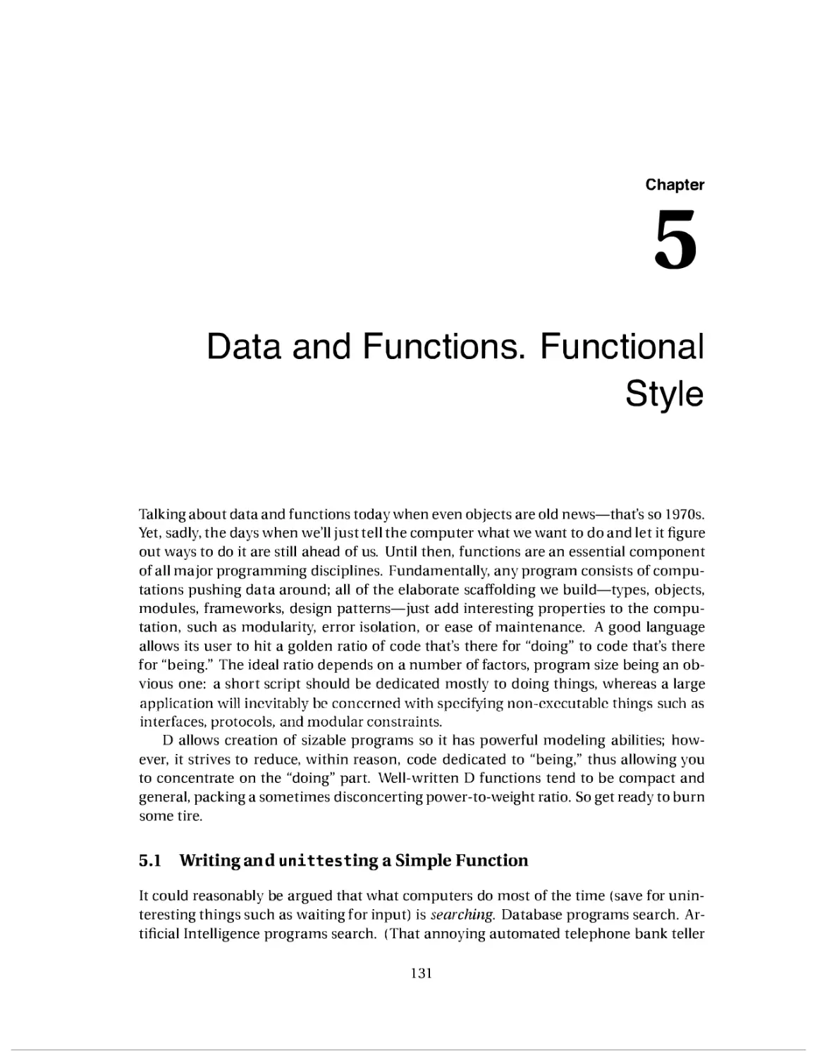5. Data and Functions. Functional Style