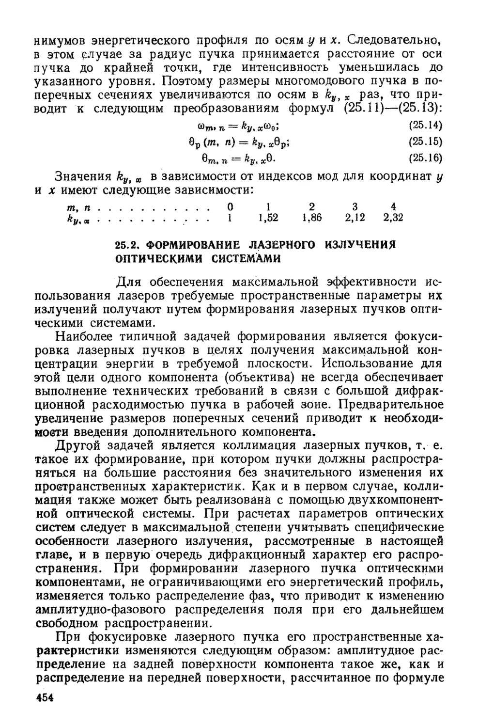 25.2. Формирование лазерного излучения оптическими системами