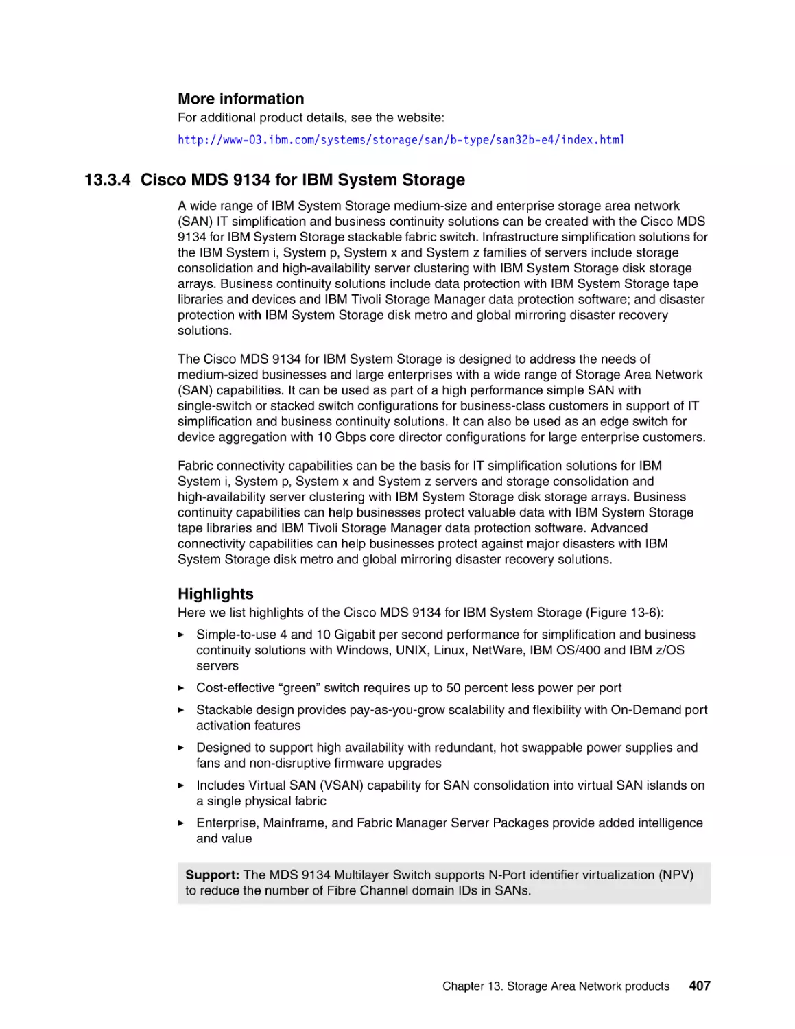 13.3.4 Cisco MDS 9134 for IBM System Storage