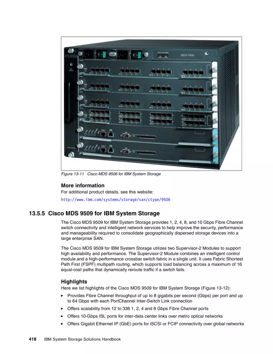 13.5.5 Cisco MDS 9509 for IBM System Storage