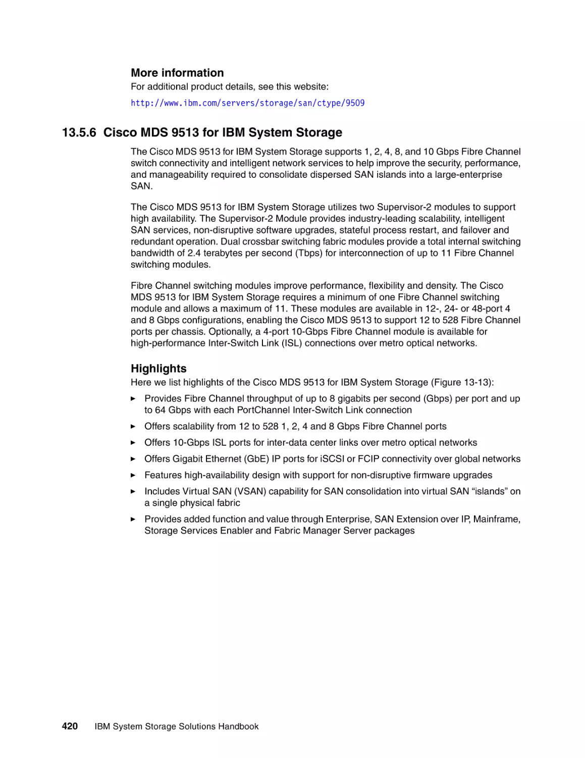 13.5.6 Cisco MDS 9513 for IBM System Storage