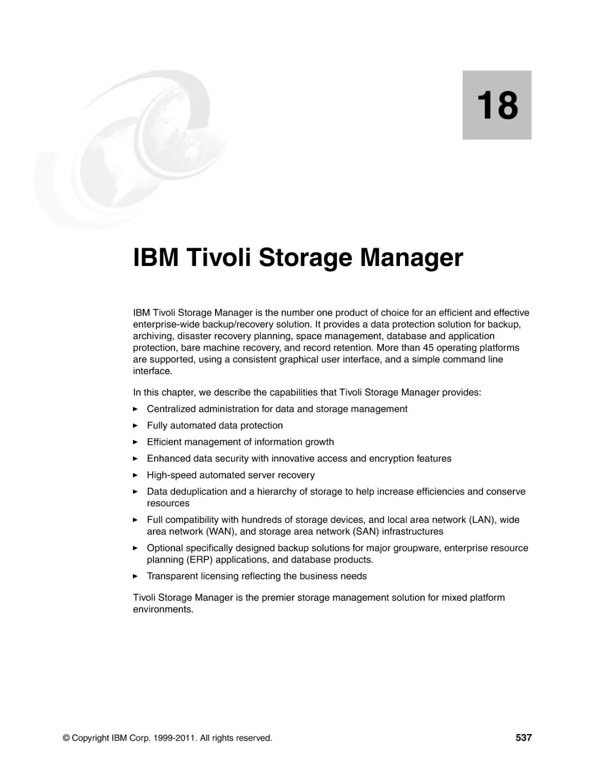 Chapter 18. IBM Tivoli Storage Manager