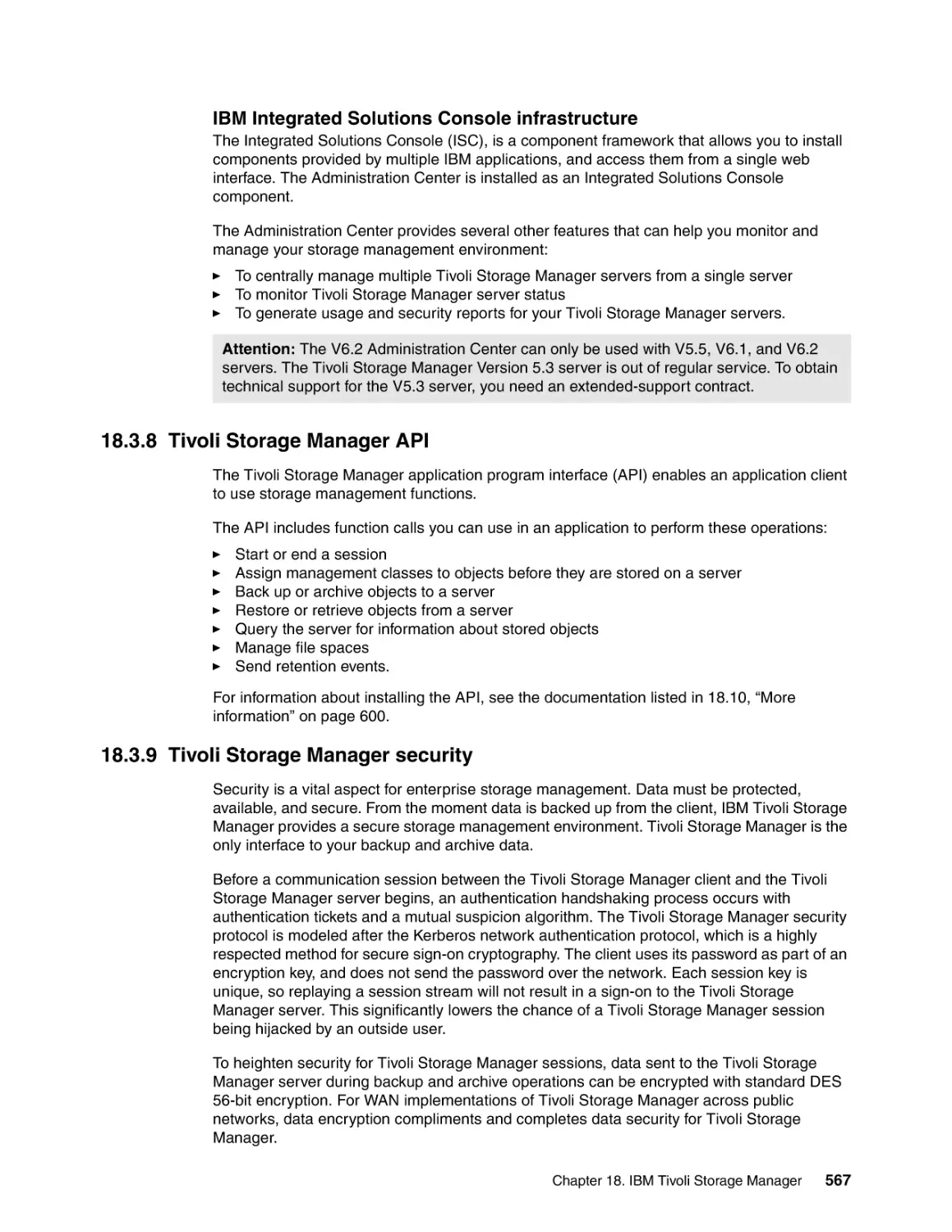 18.3.8 Tivoli Storage Manager API
18.3.9 Tivoli Storage Manager security