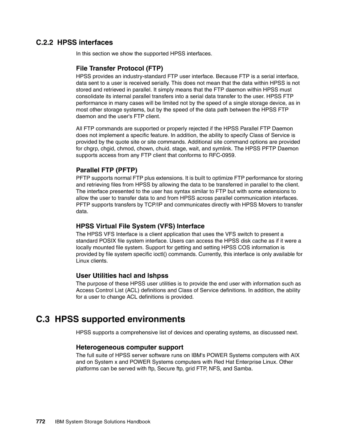 C.2.2 HPSS interfaces
C.3 HPSS supported environments