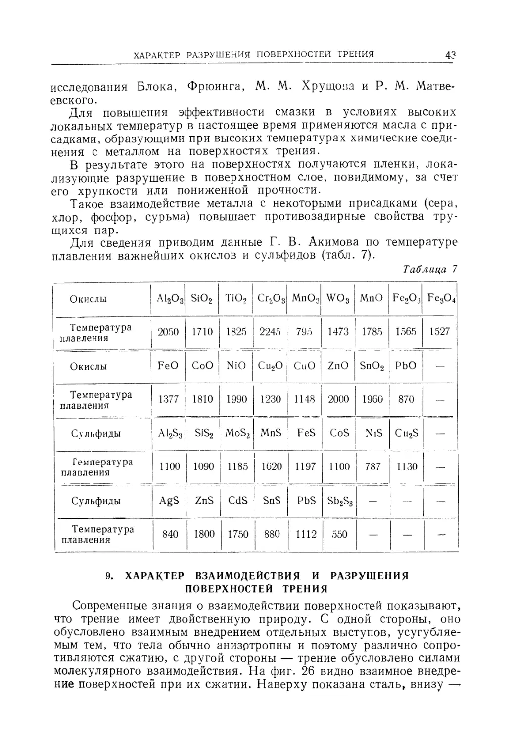 9. Характер взаимодействия и разрушения поверхностей трения