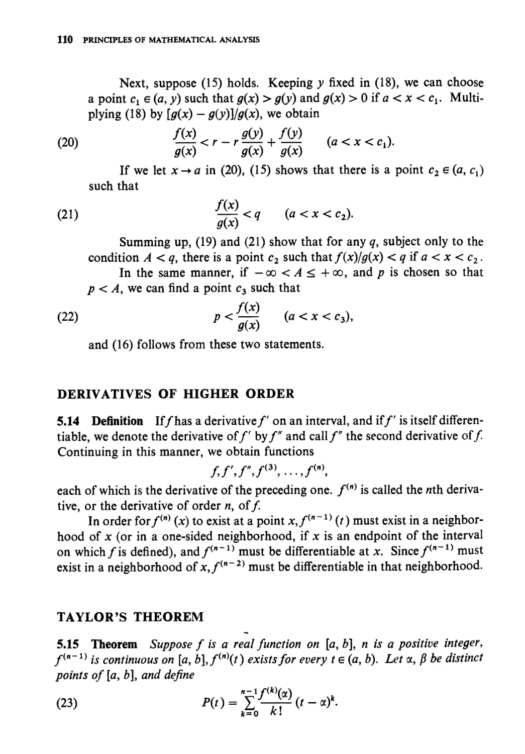 Derivatives of higher order
Taylor's theorem