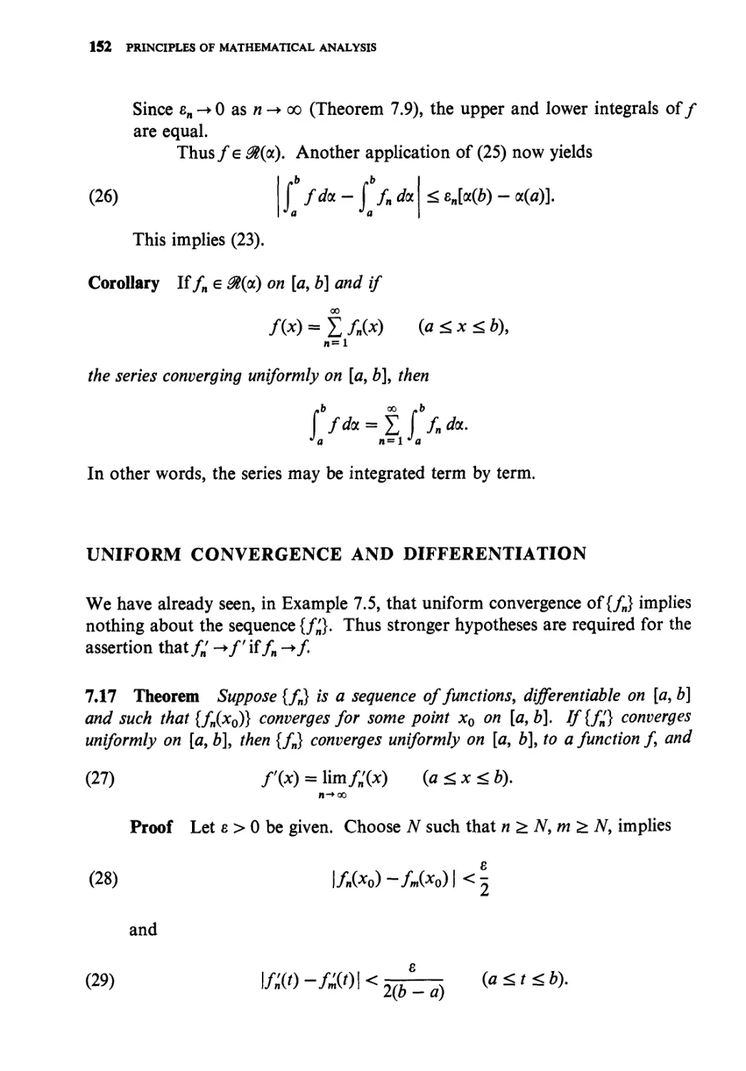 Uniform convergence and differentiation