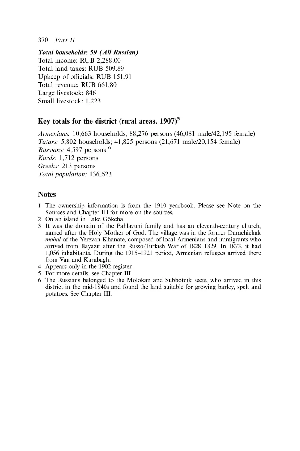 Key totals for the district (rural areas, 1907)
Notes