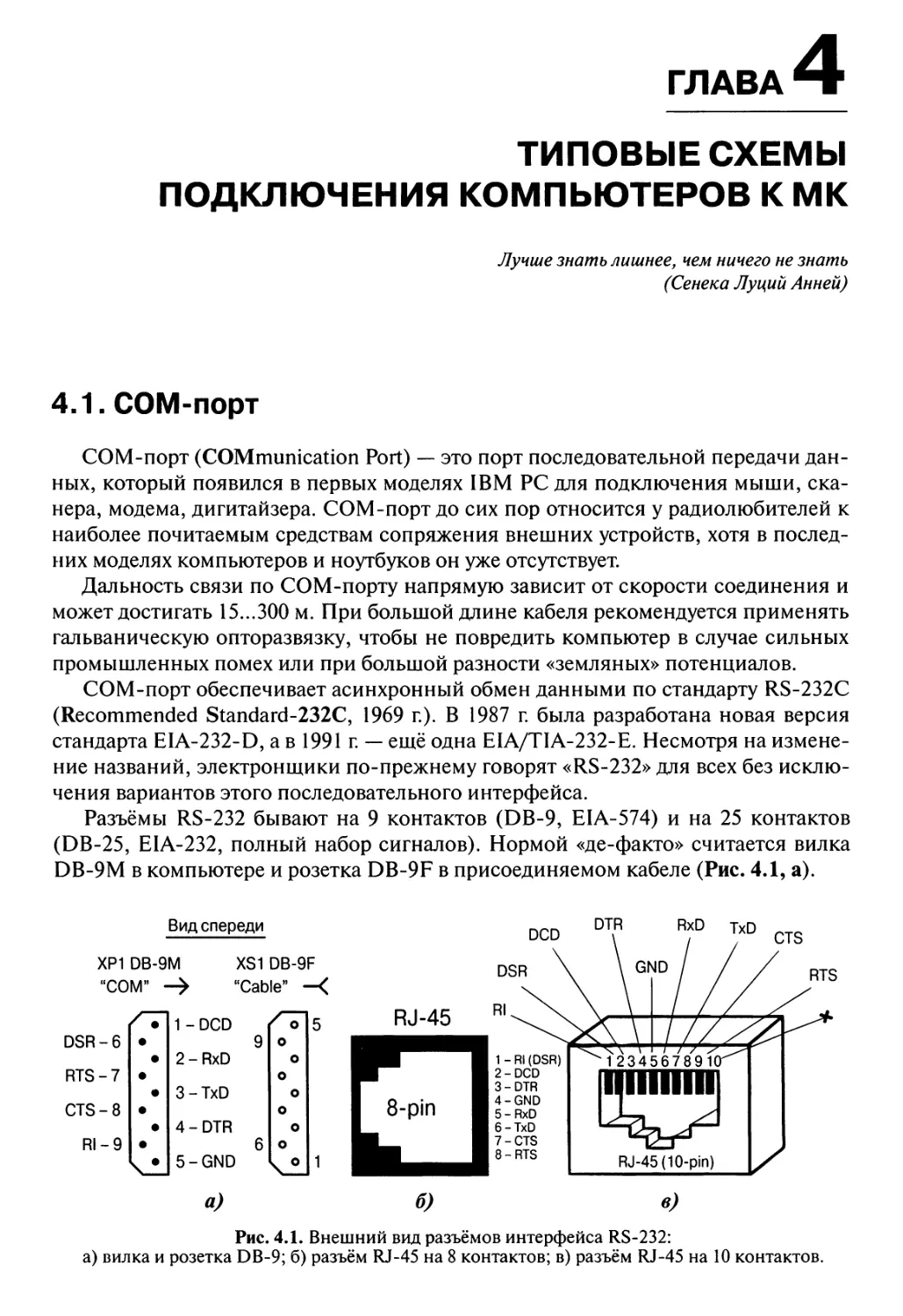 Глава 4. Типовые схемы подключения компьютеров к МК
4.1. СОМ-порт