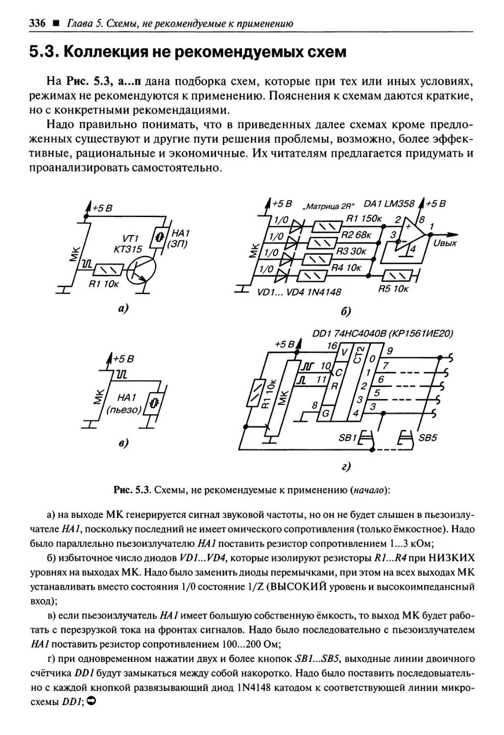 5.3. Коллекция не рекомендуемых схем