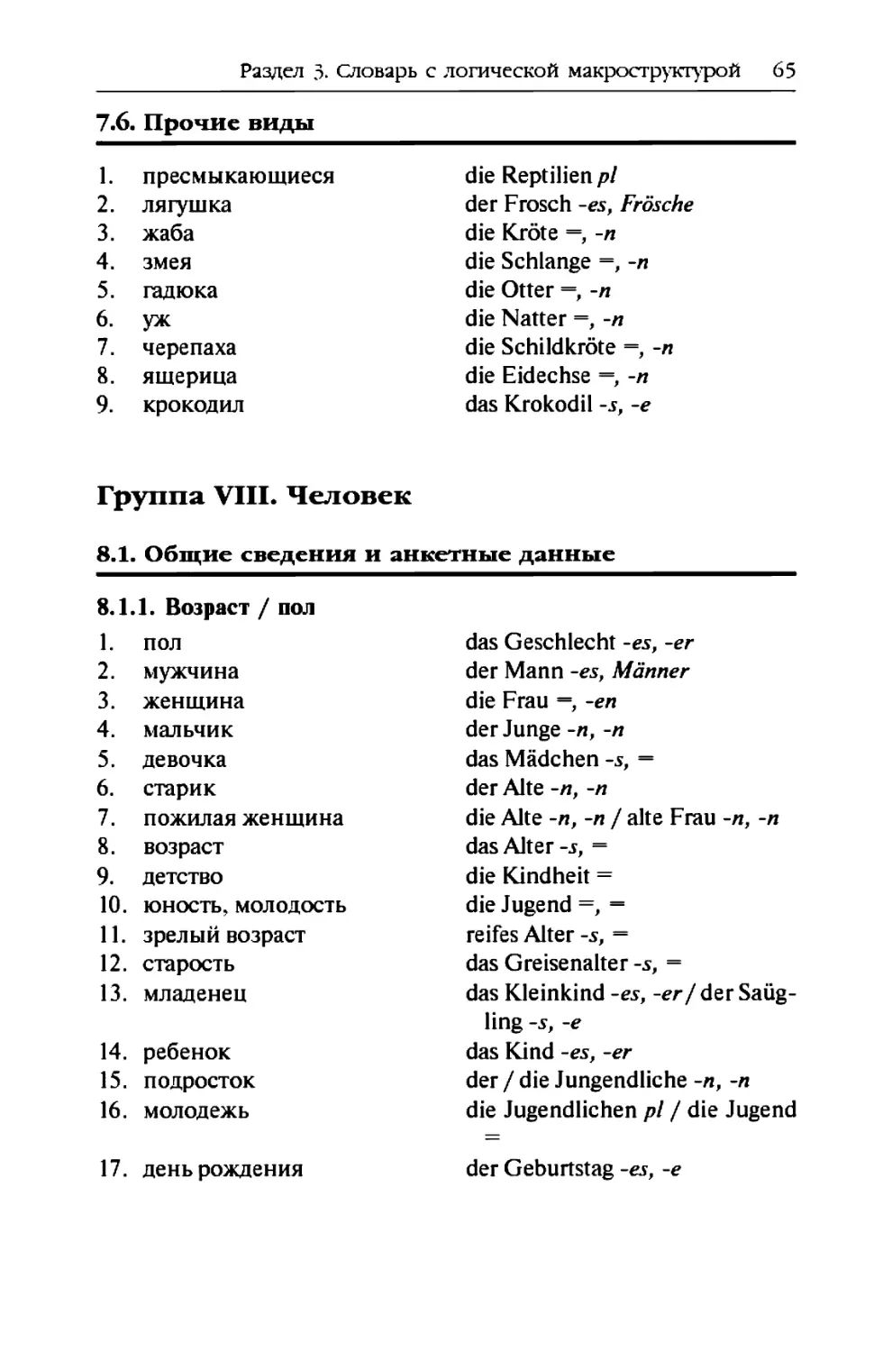 Группа VIII. Человек