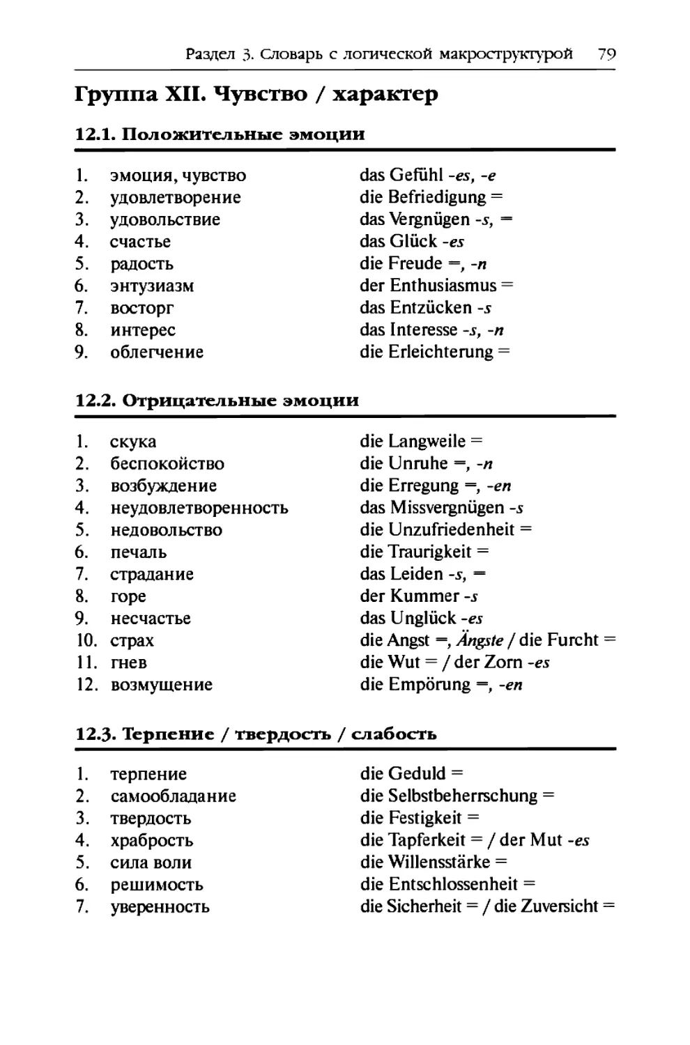 Группа XII. Чувство / характер