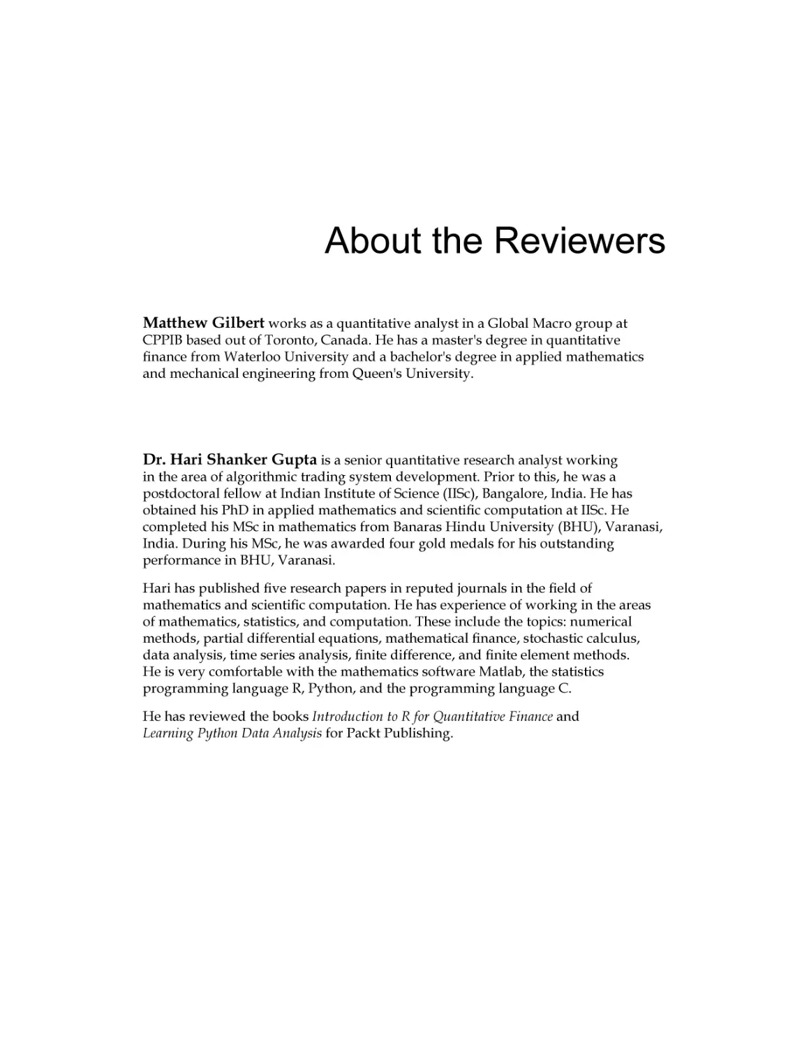 About the Reviewers