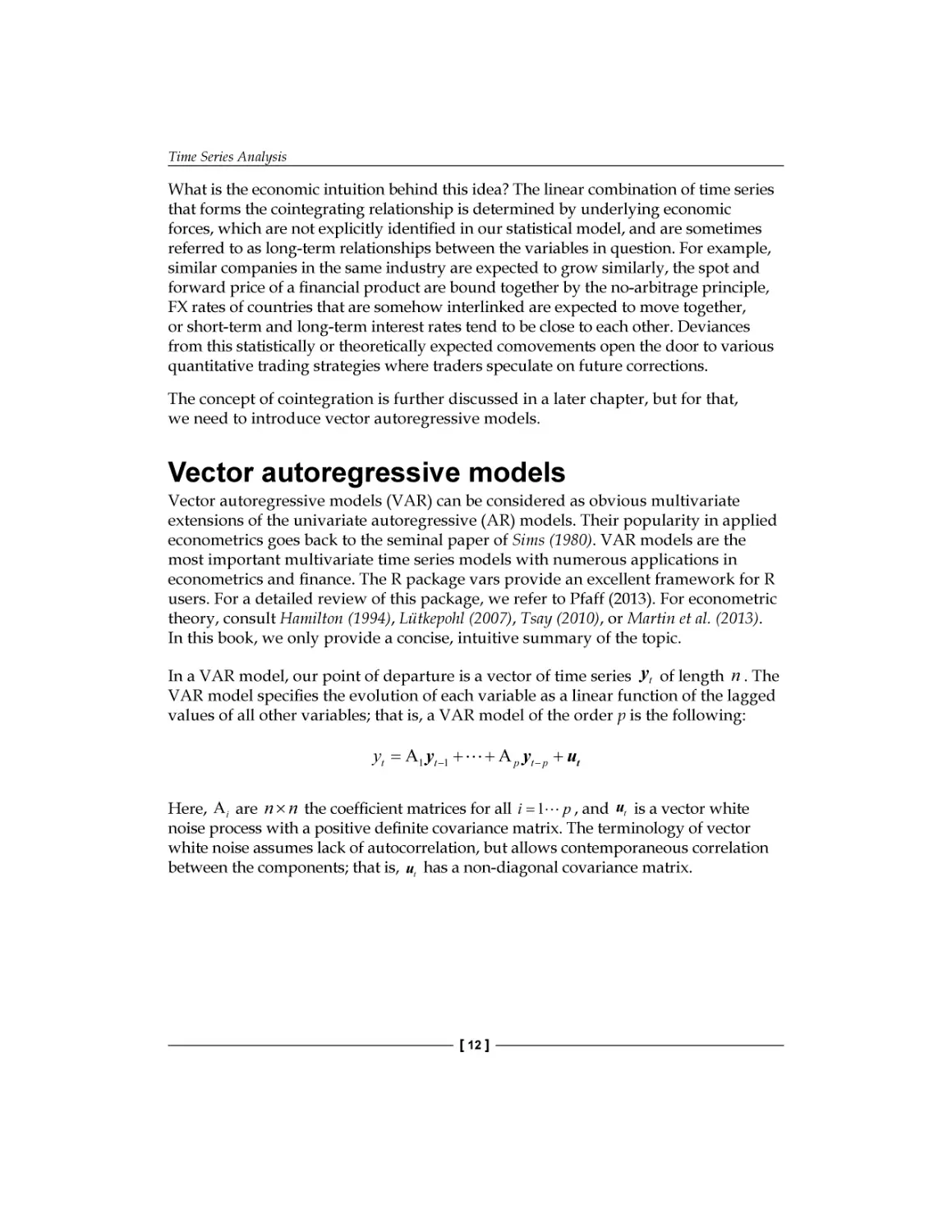 Vector autoregressive models