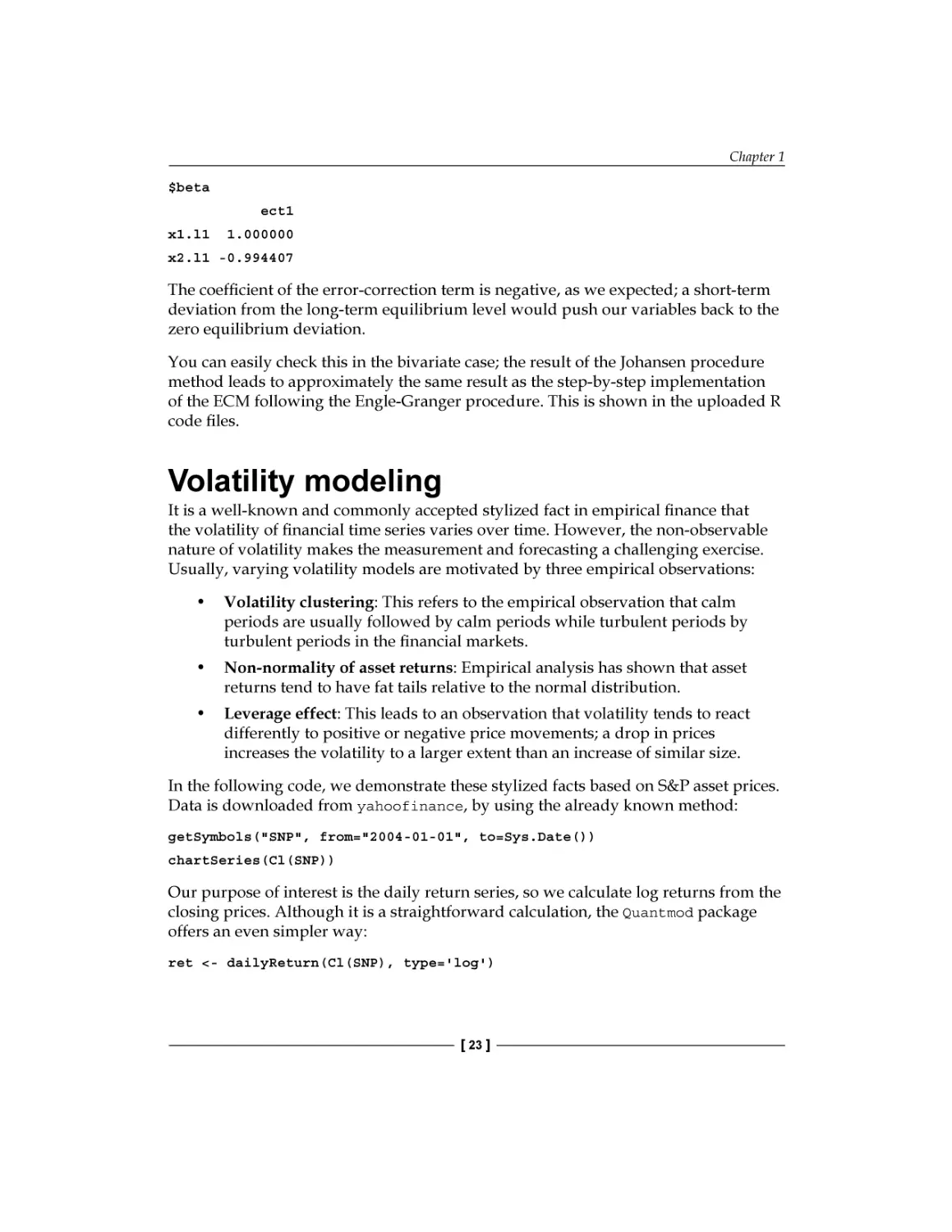 Volatility modeling