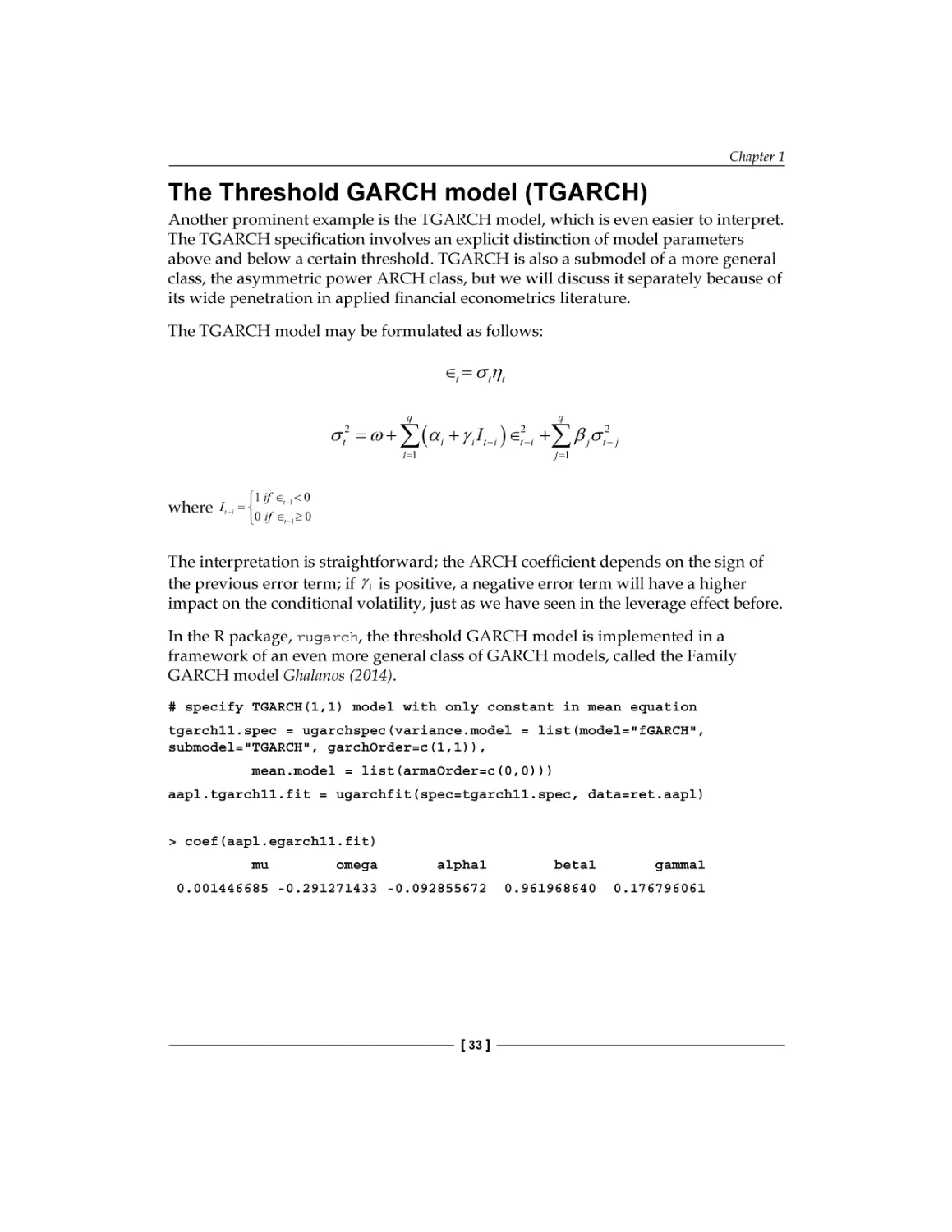 Threshold GARCH model (TGARCH)