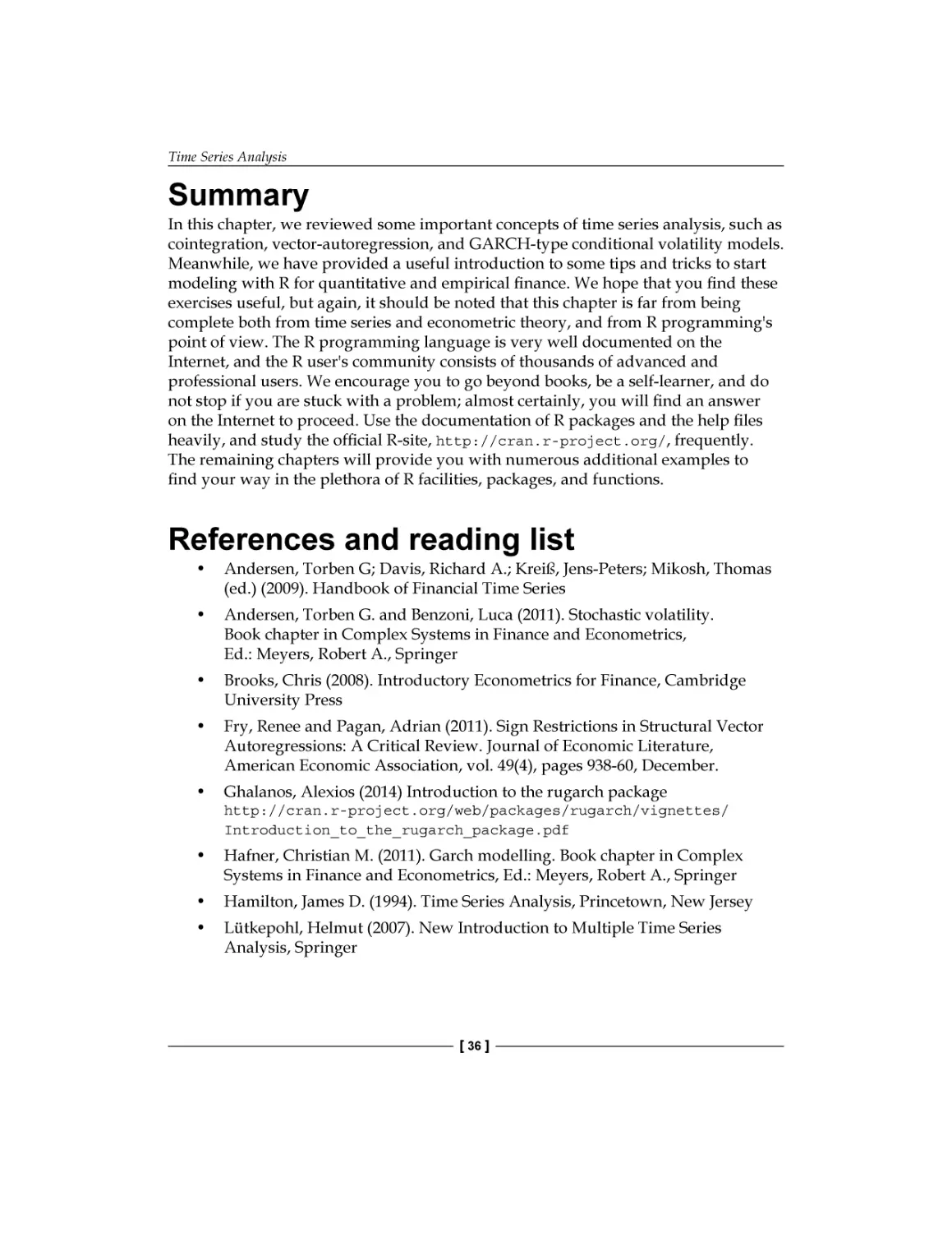 Summary
References and reading list