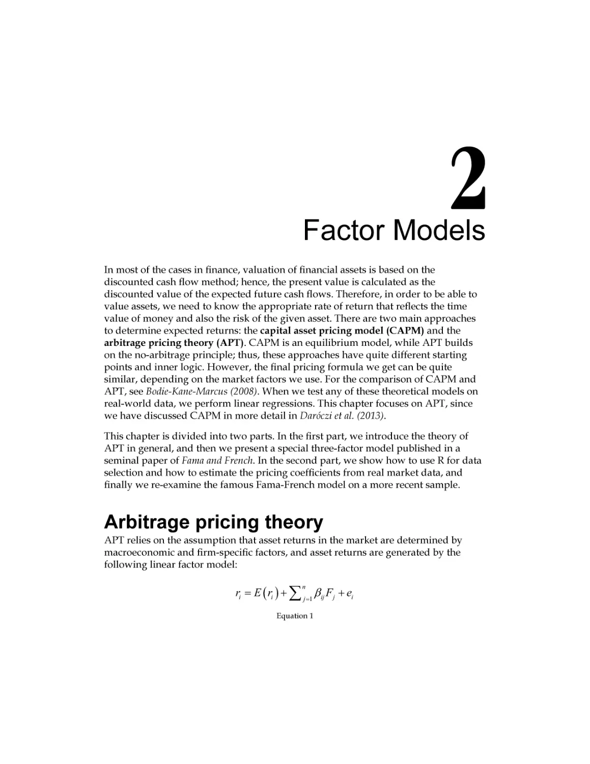 Chapter 2
Arbitrage pricing theory