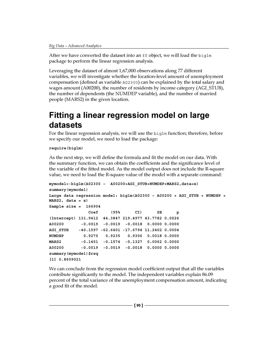Fitting a linear regression model on large datasets