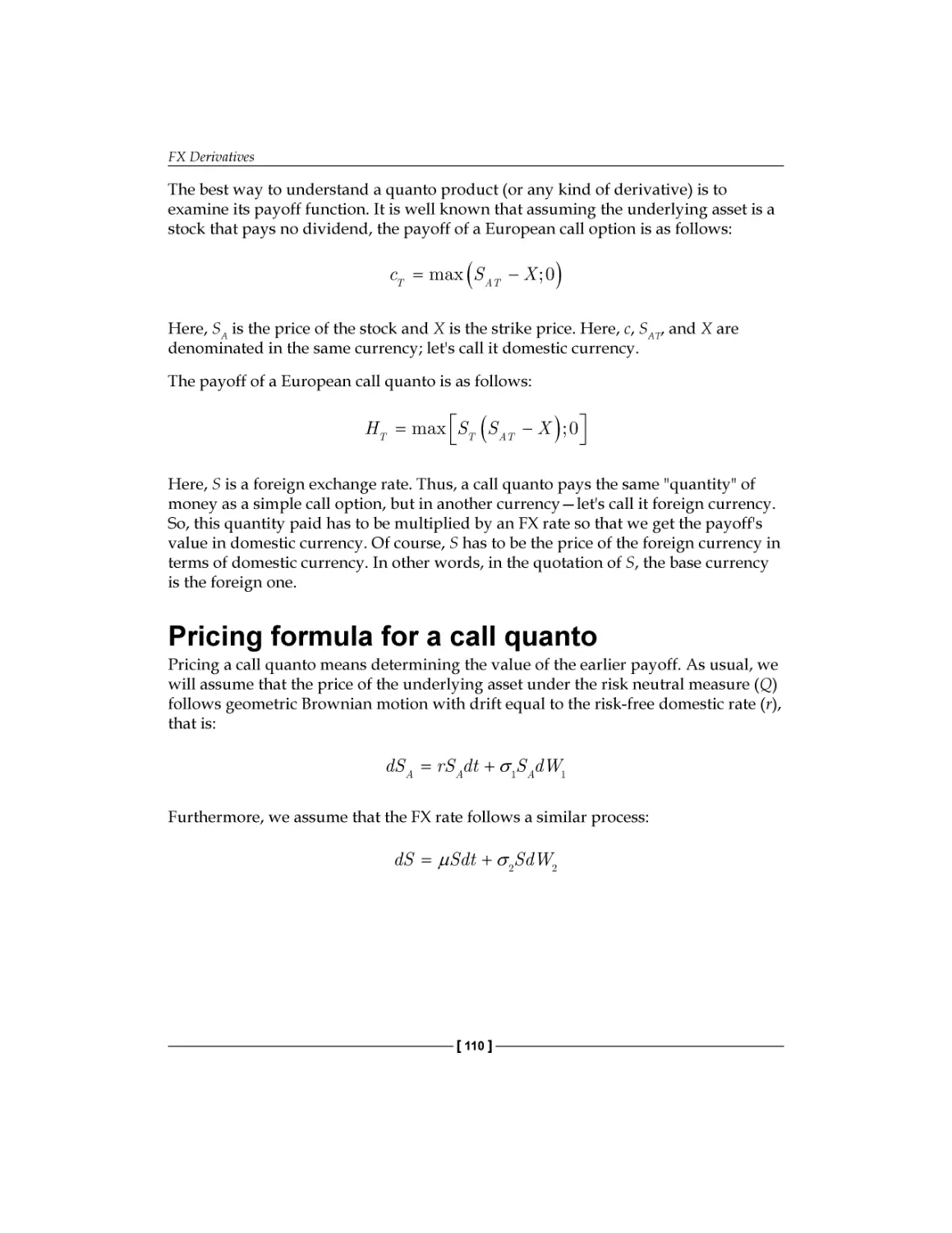 Pricing formula for call quanto