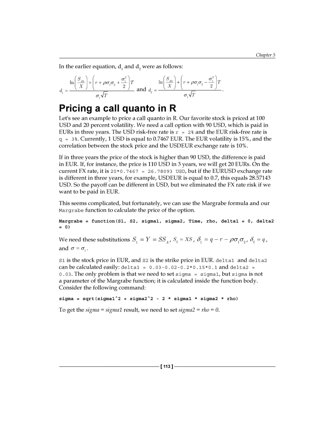 Pricing a call quanto in R