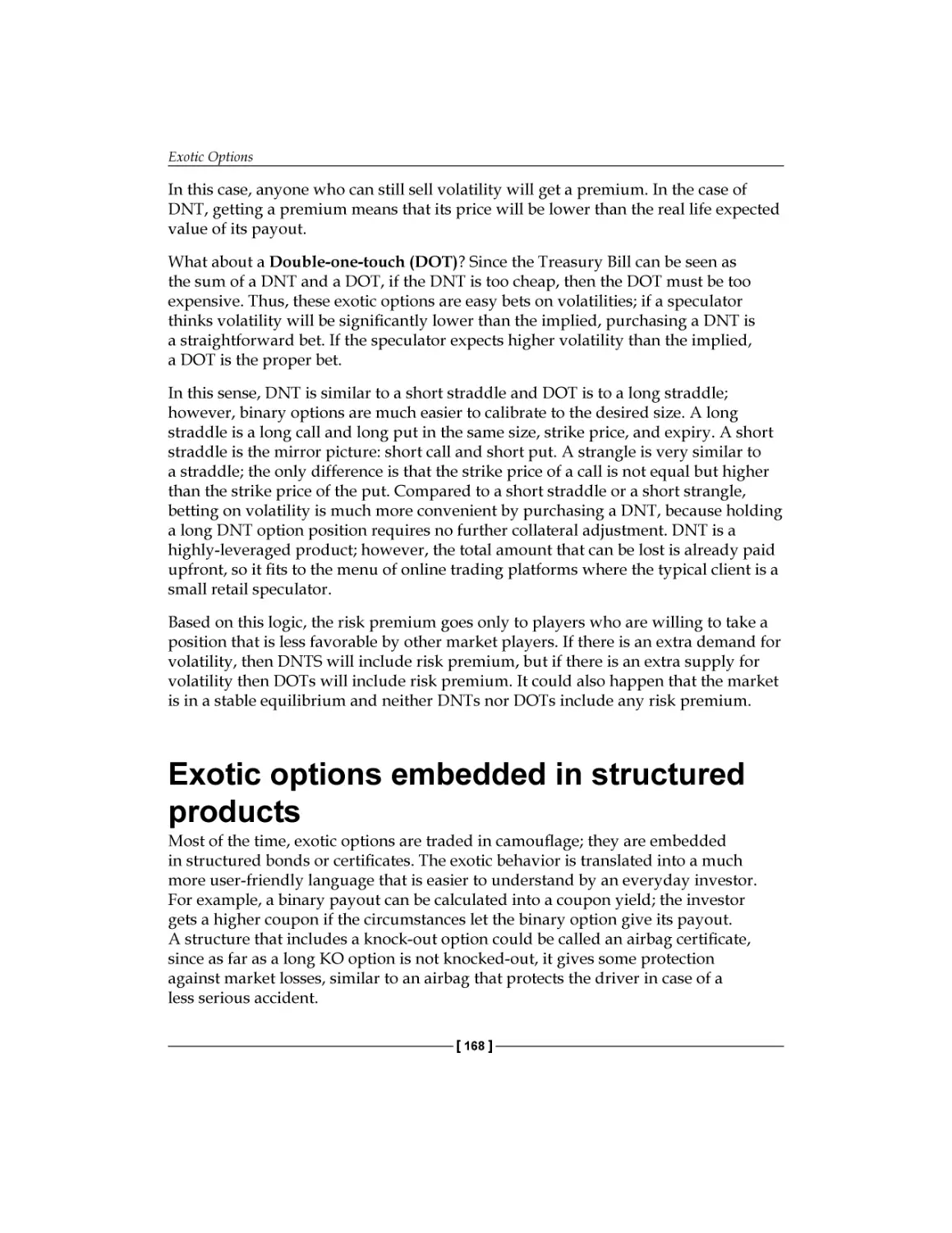 Exotic options embedded in structured products
