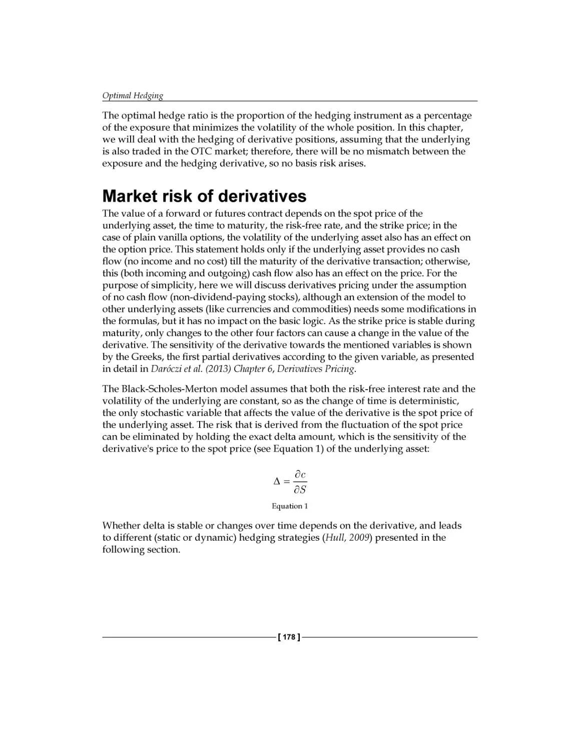 Market risk of derivatives