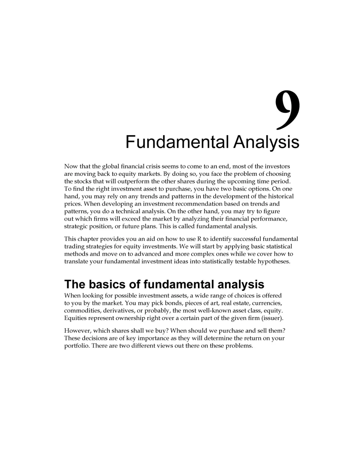 Chapter 9
The Basics of fundamental analysis