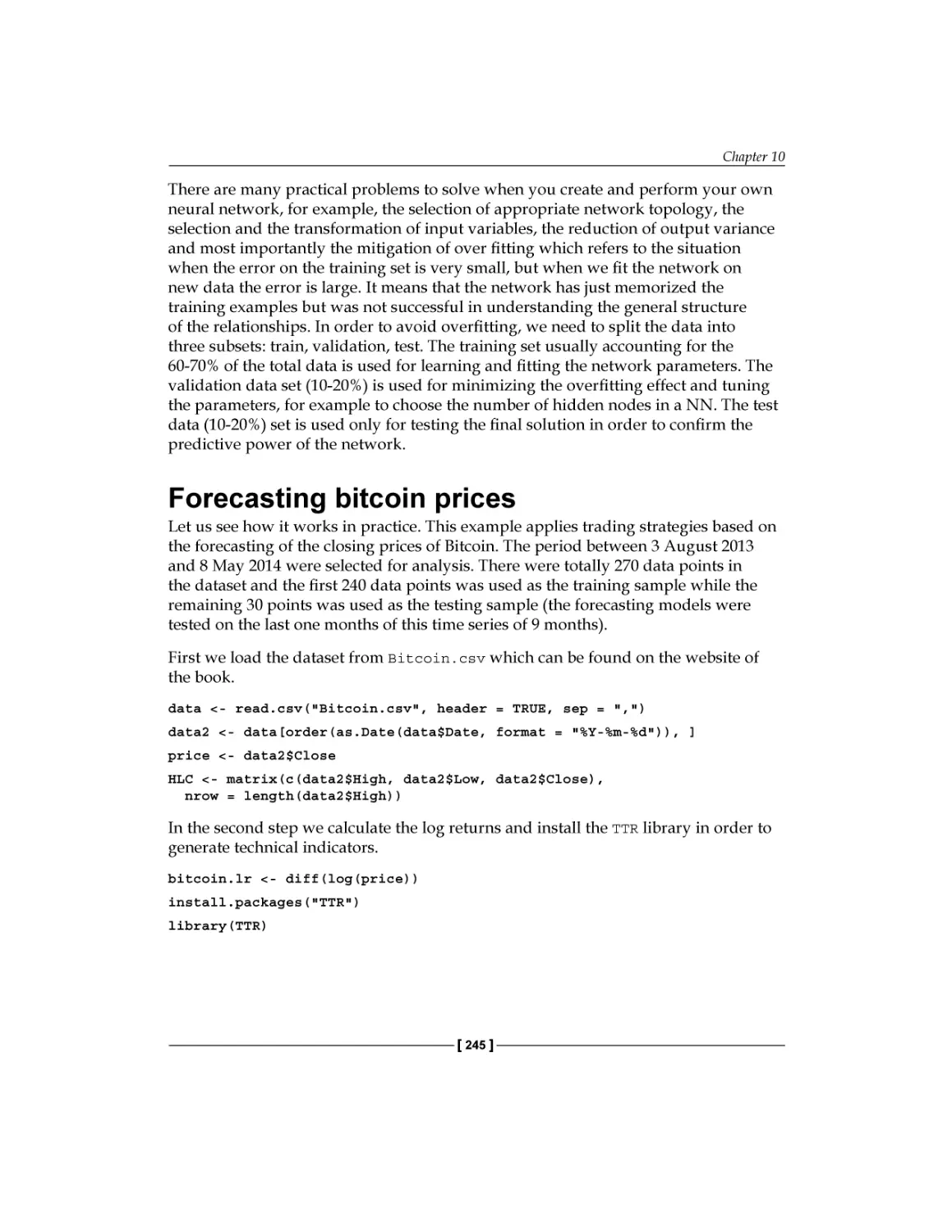 Forecasting Bitcoin prices