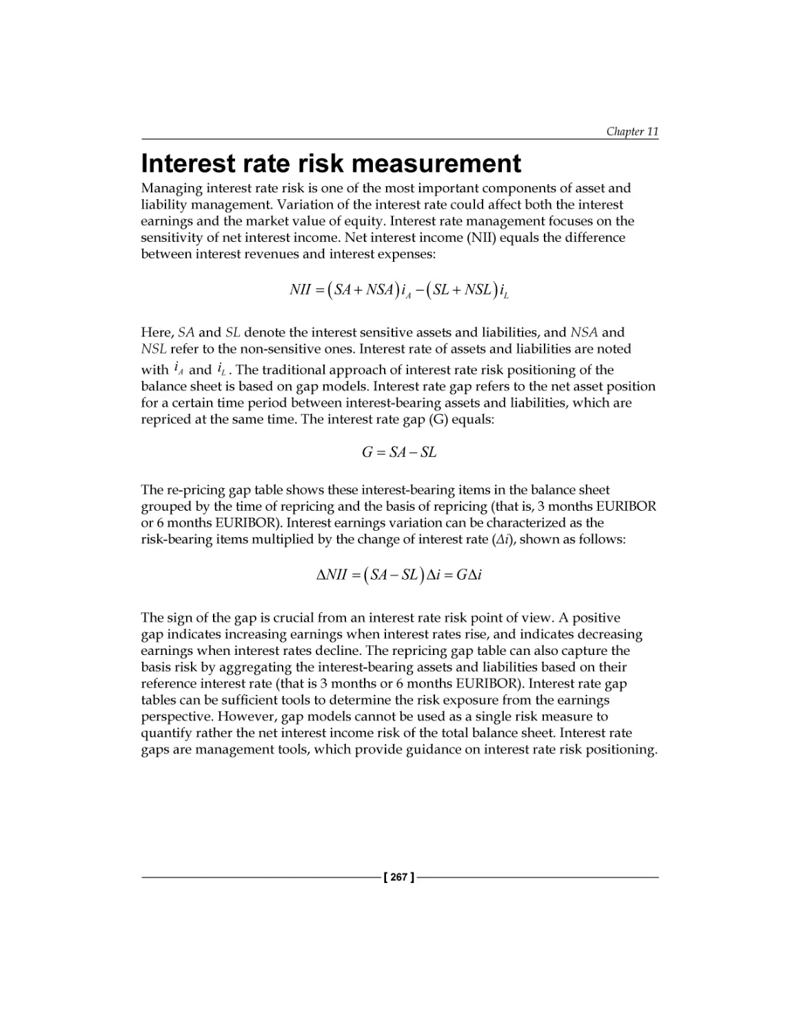 Interest rate risk measurement