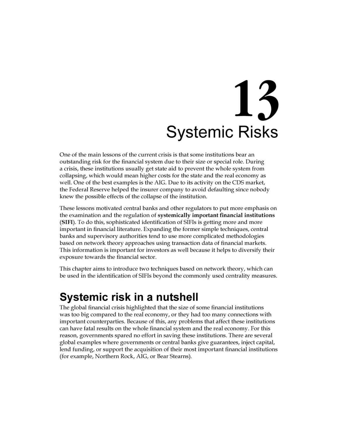 Chapter 13
Systemic risk in a nutshell