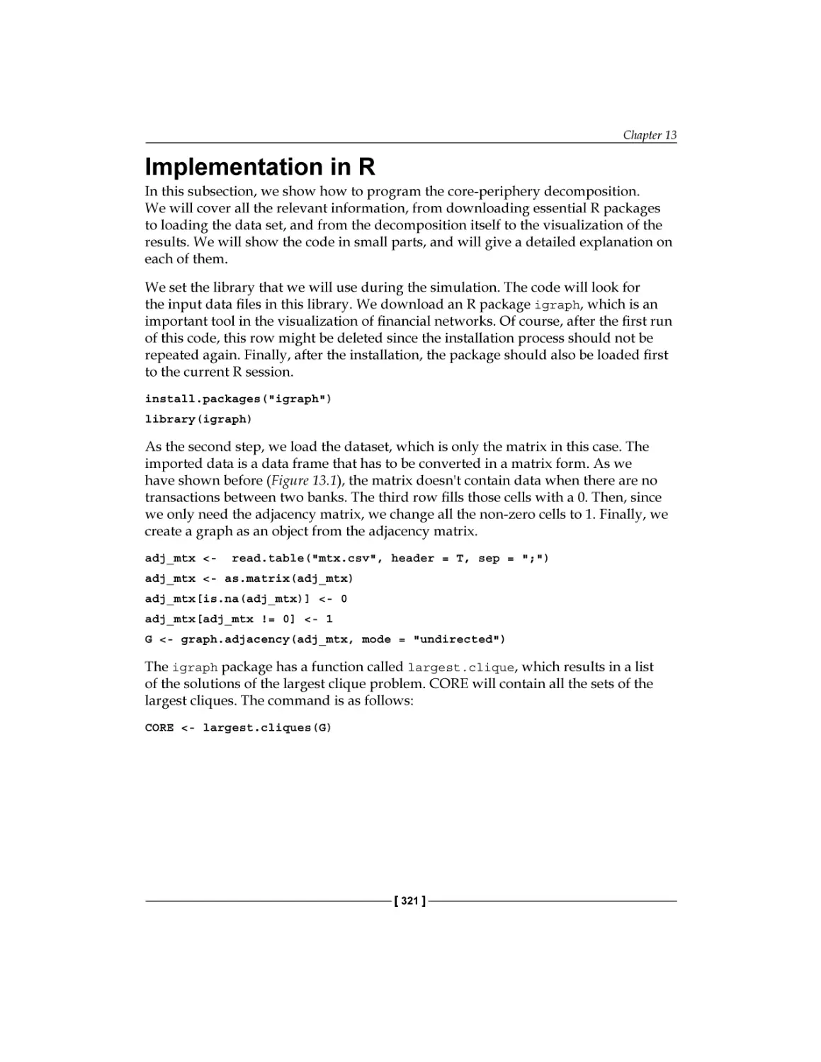 Implementation in R
