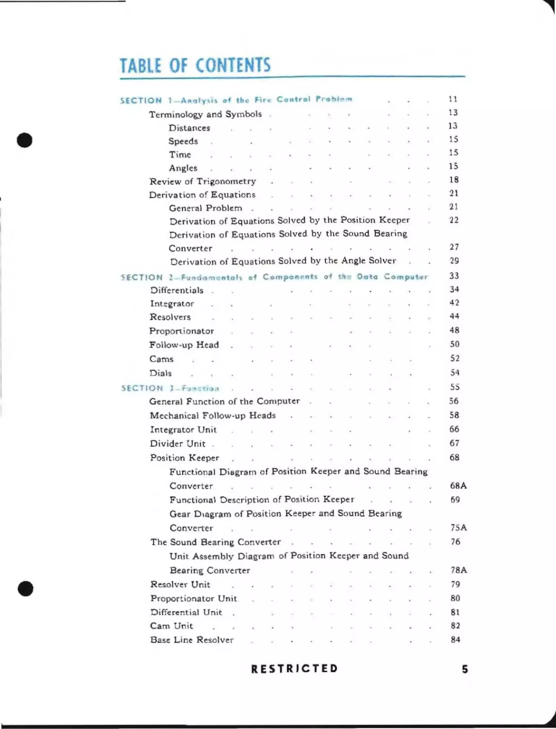 Page 5, Table of Contents