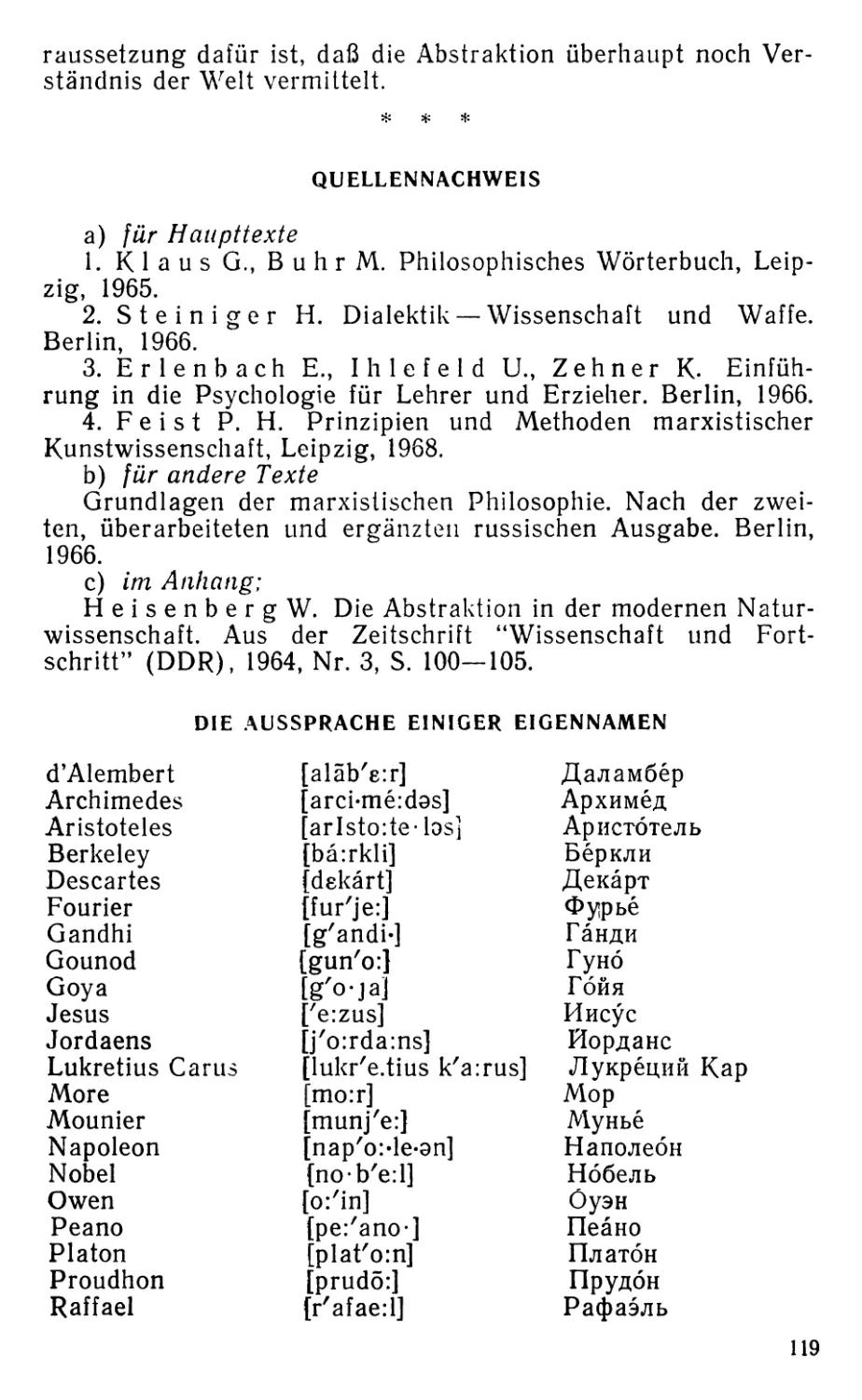 Quellennachweis
Aussprache einiger Eigennamen